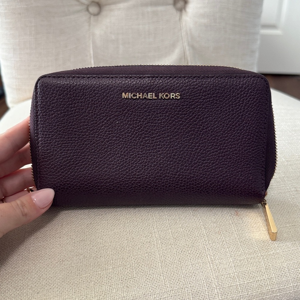 Michael Kors Dark Purple Wallet with Gold Accents